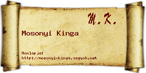Mosonyi Kinga névjegykártya